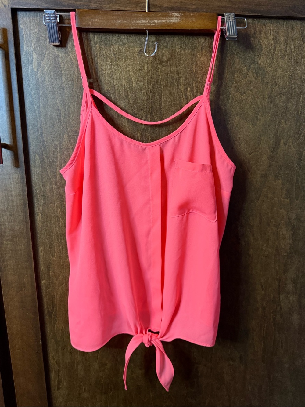 Candie's Coral Pink Tie-Front Spaghetti Strap Camisole